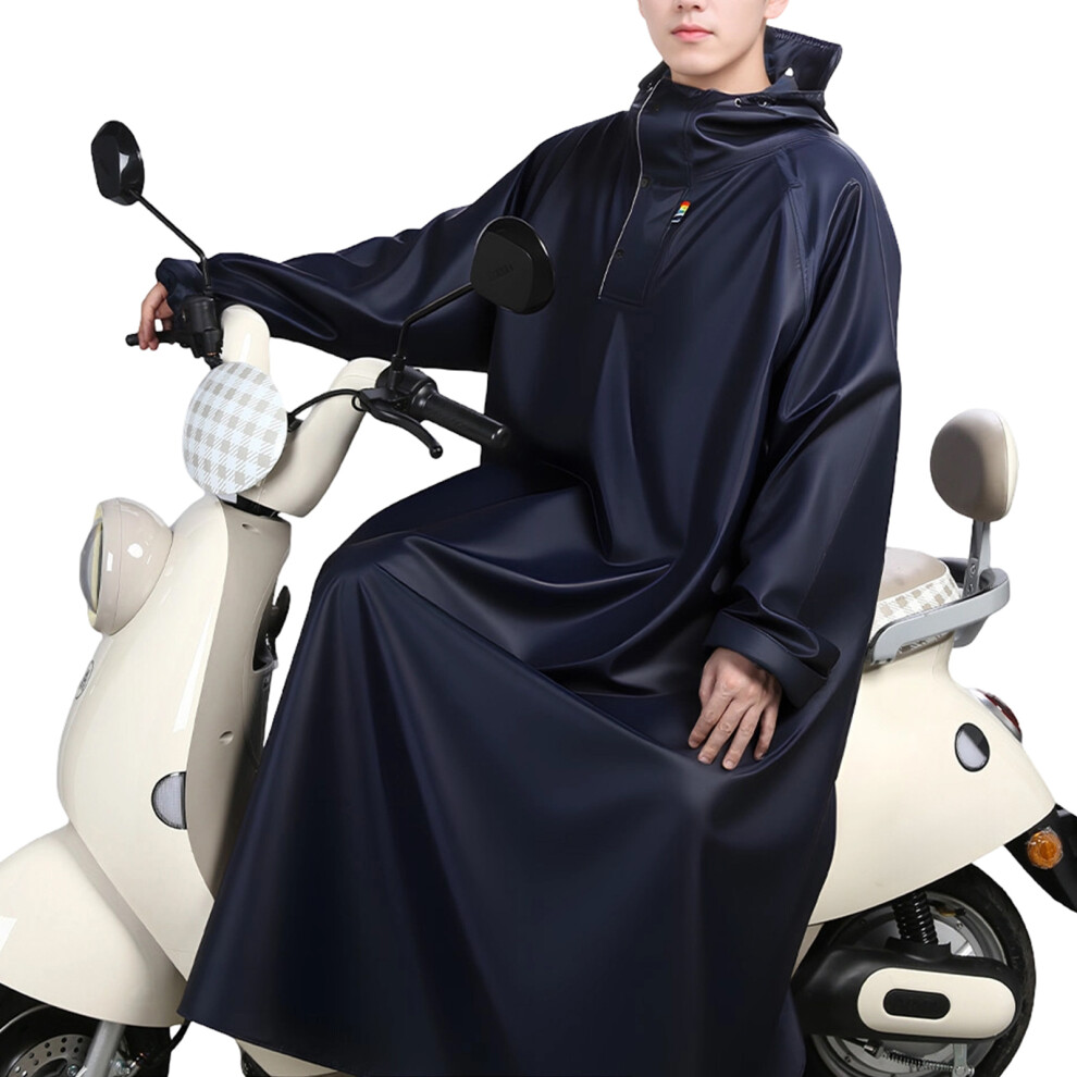 Riding Rainwear Full Protection Waterproof Hooded Rain Poncho Oxford Fabric Xxl Navy Blue 7754004737624