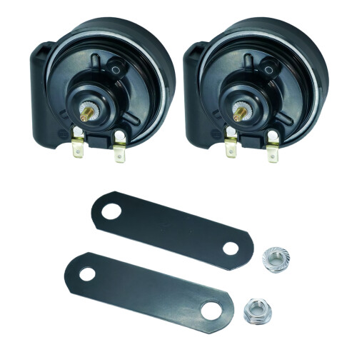 2 Items 12V Standard Electric Horn Clear Sound Sturdy Polymer Plastic Structure