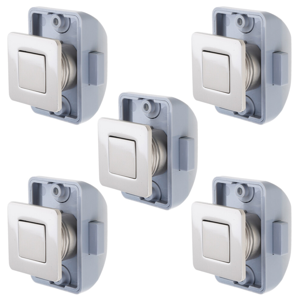 5Pcs Push Button Lock Campers Trailer Marine Cabinet Drawer Security Latches Nickel 7754004760134