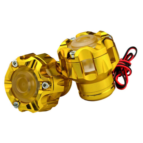 Easy Install Motorcycle Fork Guard Crash Protector Builtin LED Light Universal Gold