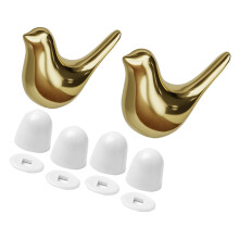 Ceramic Bird Motorhome Toilet Bolt Cover Concealed Unsightly Bolts Easy Snap On Gold