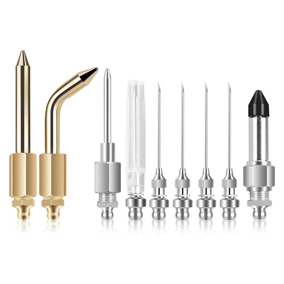 9Pcs Grease Tool Kit Needle Tip With Bent Straight Nozzles Nipple Elbow Adapter 7754004741225