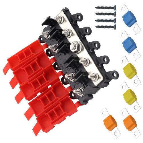 Strong Fuses Block 400A Total Capacity High Temp Silicone Cap Waterproof 5 way