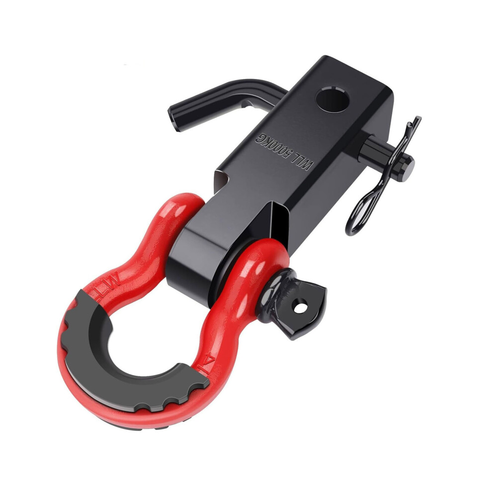 Tow Hook Carbon Steel Shackle Hitch Receiver 2" 45000Lbs For Off Road Vehicles Black/Red 7754004695856