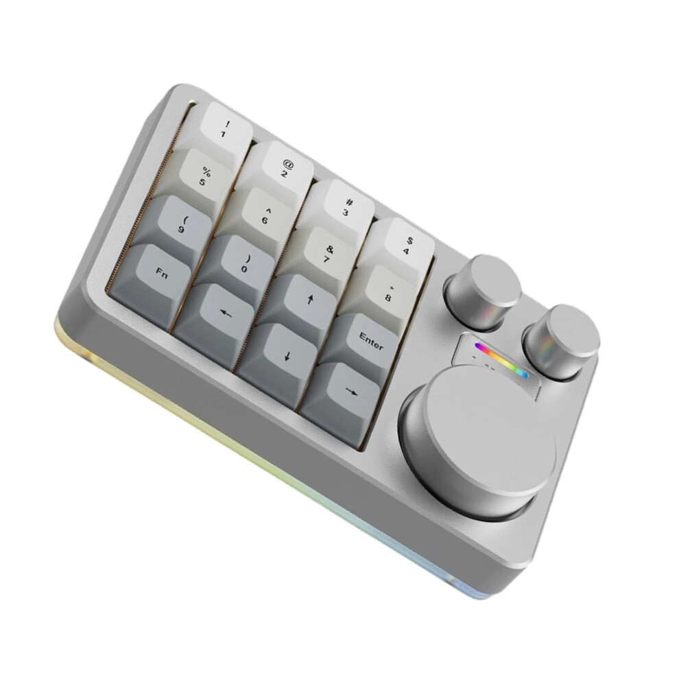 Multifunctional Mini Keyboard 16 Keys Three Knobs Macro Programmable Keypad Silver