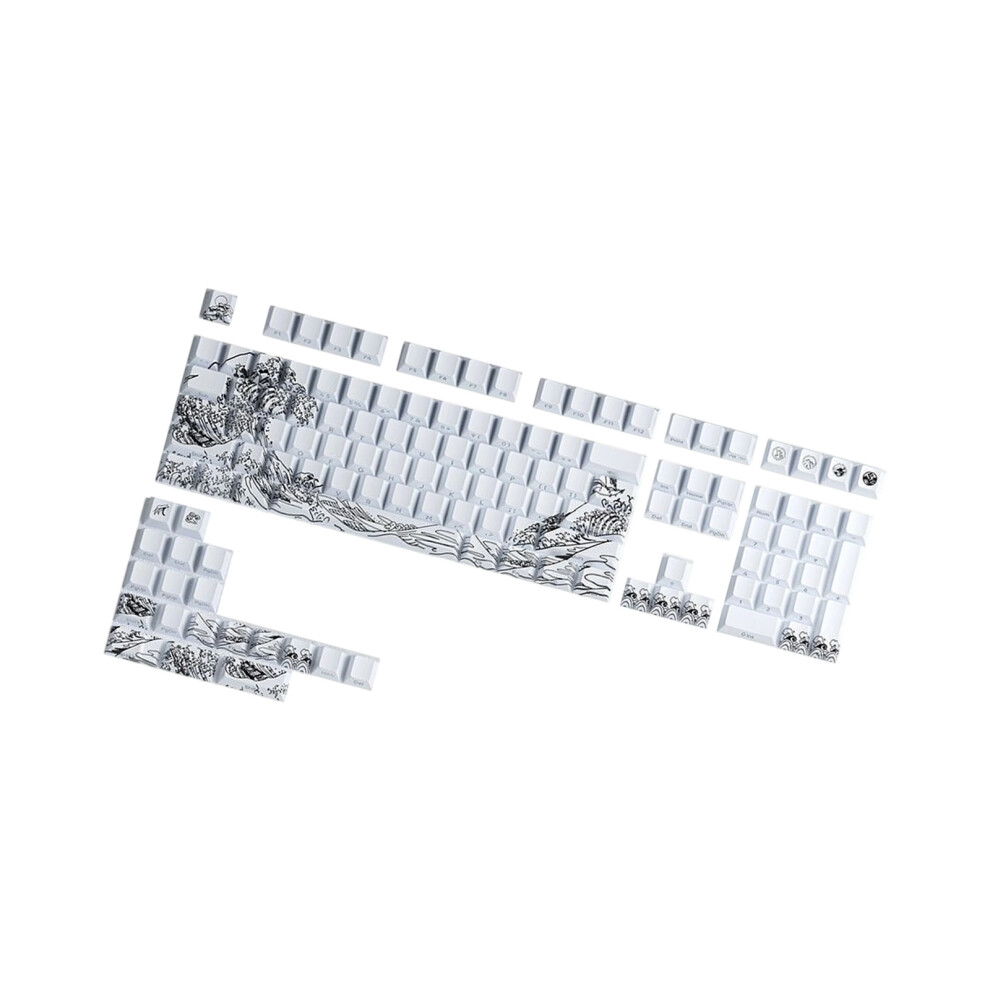 127Key Pbt Dying Sublimations Keycaps Fynmi Ukiyo E Cherries Profile Side Engrave White 7695001234153