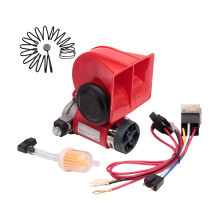High Decibel Alert Loud Air Horn and Button for Construction and Trucking Needs Red