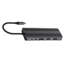 11 in 1 Multiports USB C Adapters Hubs HDTV 4K DP Ethernet USB3.0 Music PD100W 2DP and 1HD