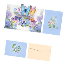 Handmade Butterfly Paper Carving Greeting Card with Envelope for Birthday Gifts Blue
