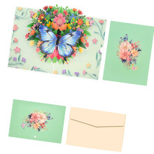 Butterfly Flower Greeting Card Includes Envelope for Teacher's Day Birthday Gift Green