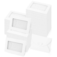 50Pcs Kraft Papers Envelope Cardboard Envelope Pocket Latches Closure Design White