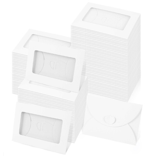 50Pcs Kraft Papers Envelope Cardboard Envelope Pocket Latches Closure Design White