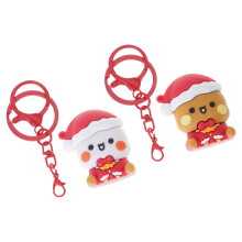 Cheerful Christmas Keyring Doll Shape Vehicle Accessory PVC Seasonal Key Holder a set