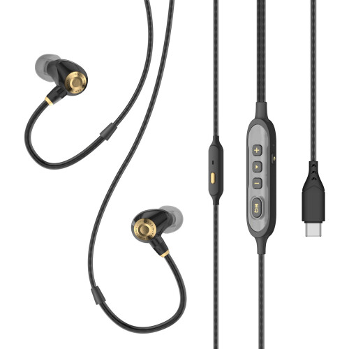 3.5mm/Type C Headphone for PC Laptop Corded Earbuds Computer Headset Black gold Type c