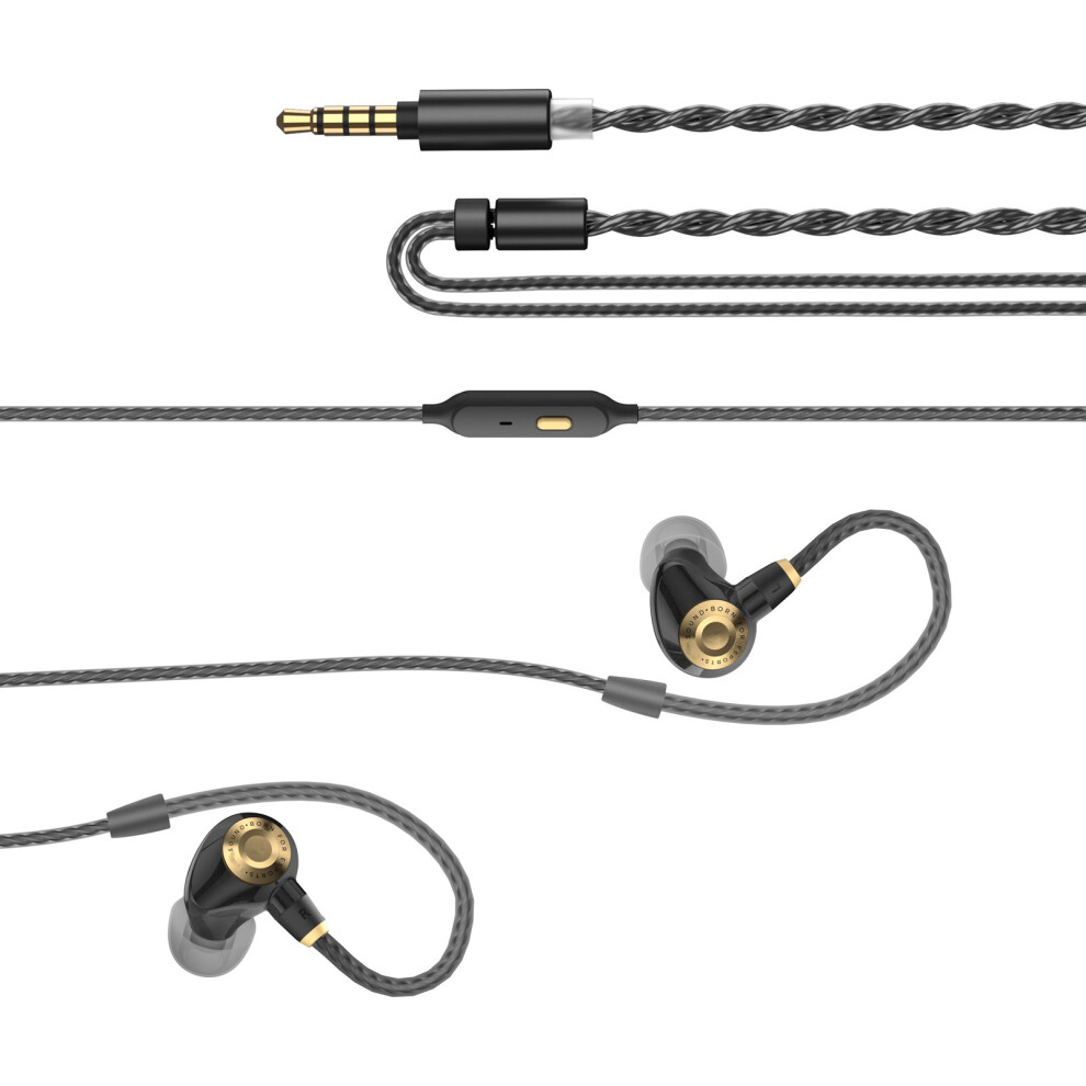 Corded Earbuds In-Ear Headphone Earphones With Microphone Noise 3.5Mm Black/Gold 7695001205382