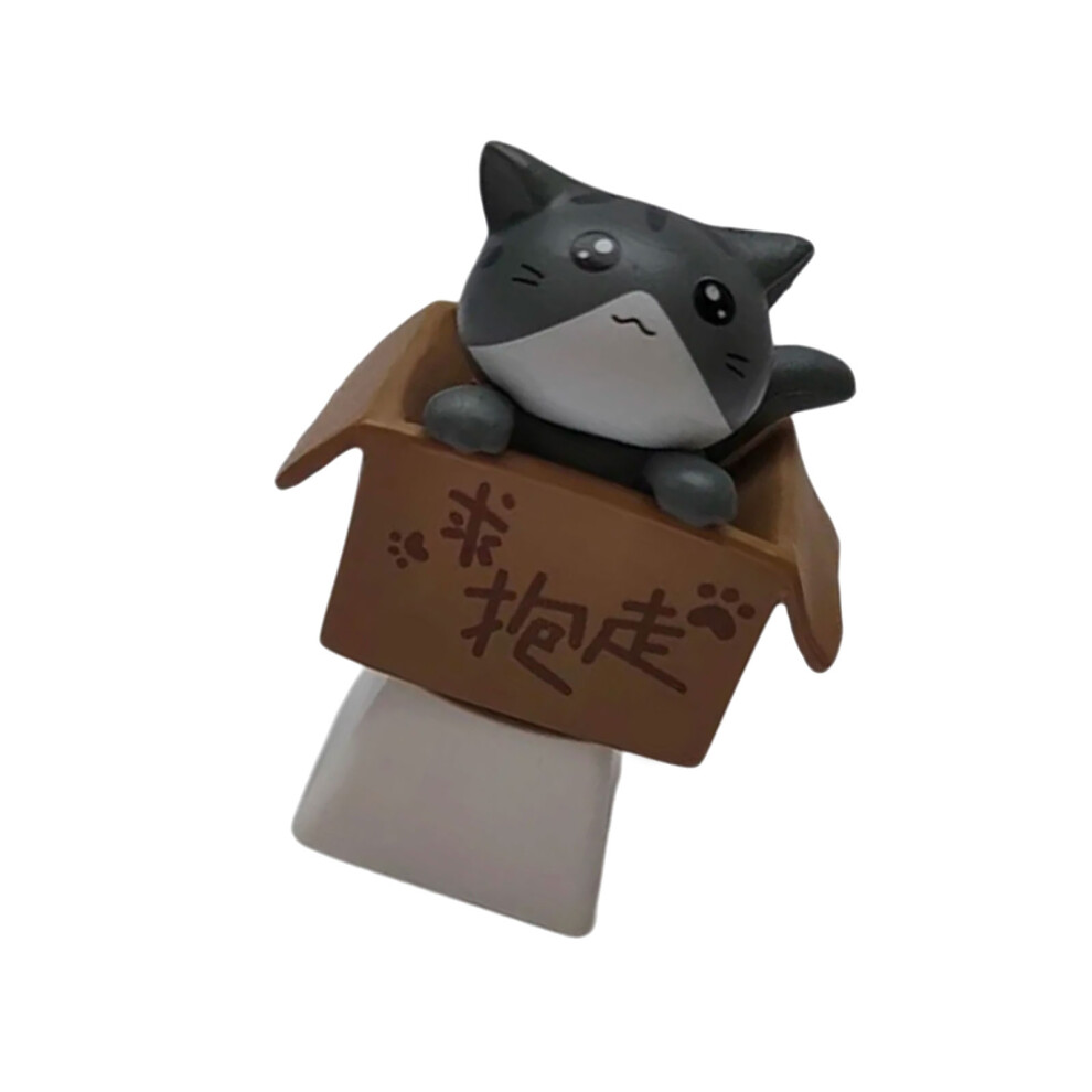 Handmade Cartoon Kitten Keycap Unique Design Crossed Stem For Mechanical Switches Cat Gray 7695001250733