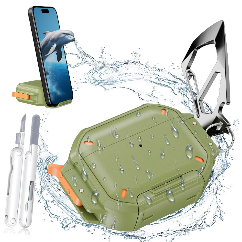 Waterproof Earbuds Cover Featuring Precise Port Cutouts Includes Cleaning Pen Green 7695001174244