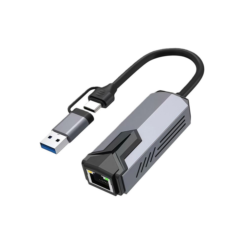 5000Mbps Ethernet Adapter Gigabit Ethernet Adapter Type C Usb3.0 To Double Head 2 In 1 7695001206433