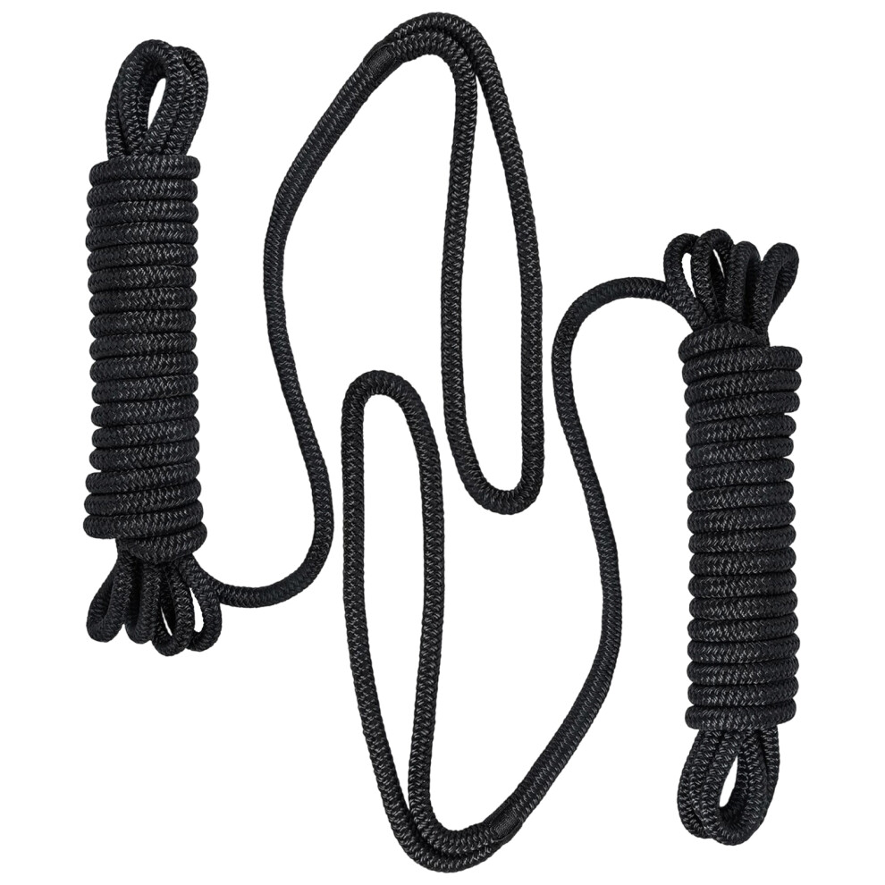 2 Pieces Professional Boat Dock Lines Reinforced Eye Splices High Tensile Strength Black 7754004749528