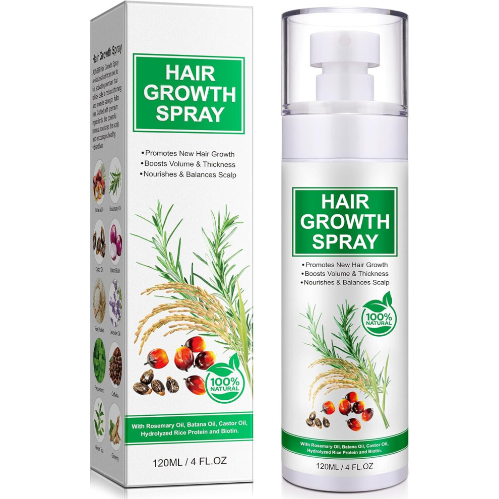 Gogerstar 2Pcs Hair Growth Serum Spray With Biotin, 120Ml Natural Scalp Care With Rosemary Oil, Batana Oil Extract For Thinning Hair - Fast Absorbing Spray