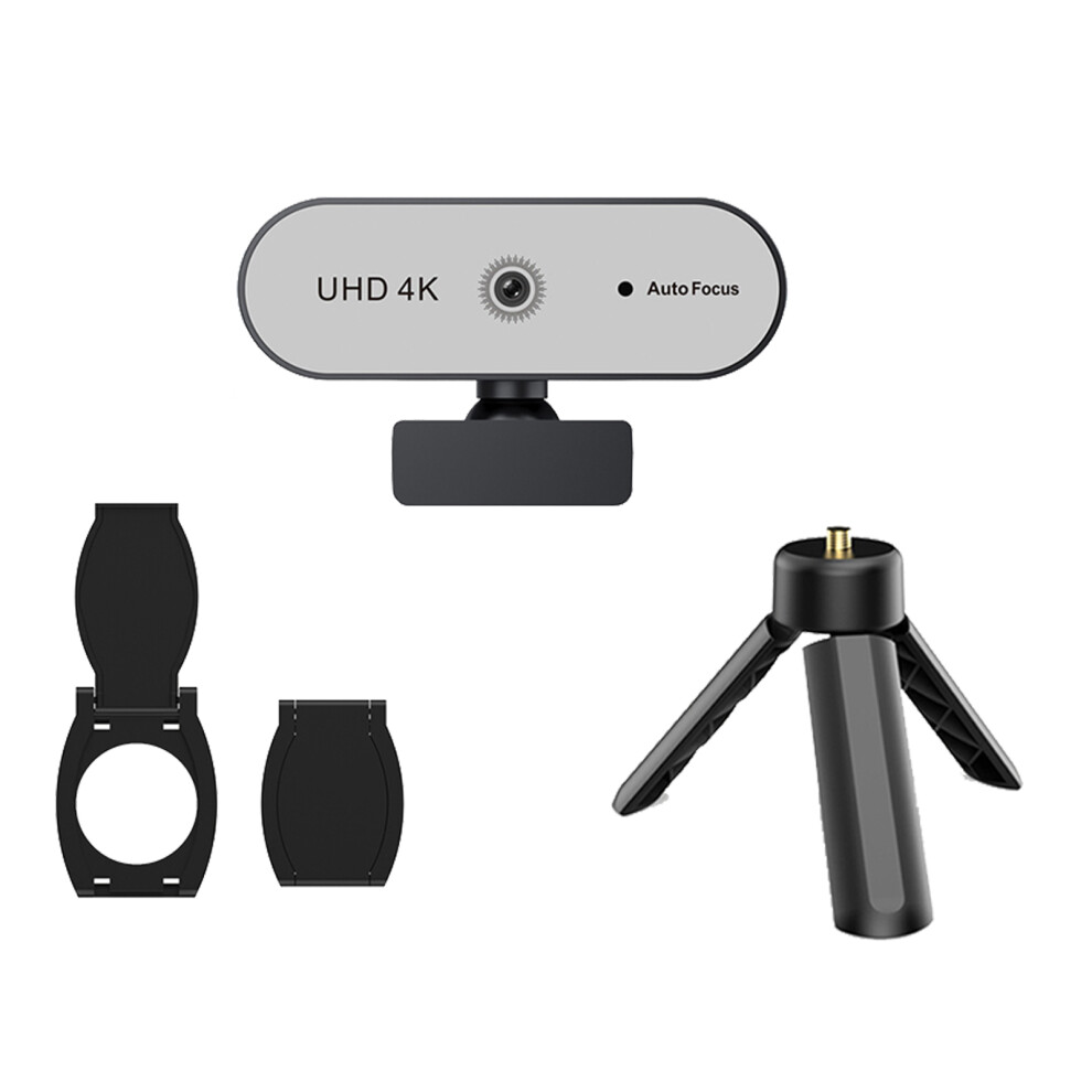 Autofocus Webcam With Tripods Stand And Lens Cover For Video Calls 4K Silver 7695001180023