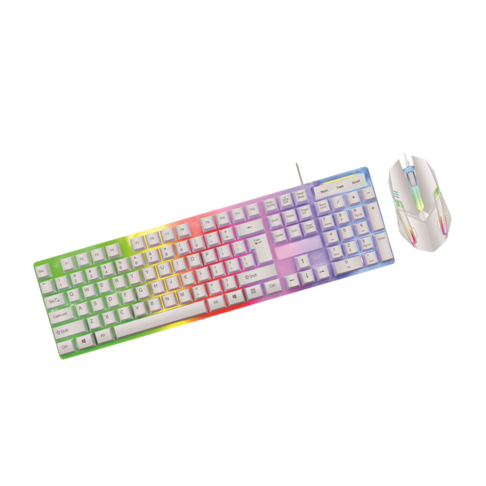 Cord Connection Waterproof Dustproof 104Key Illuminated Keyboards Mouse Set White 7695001204637