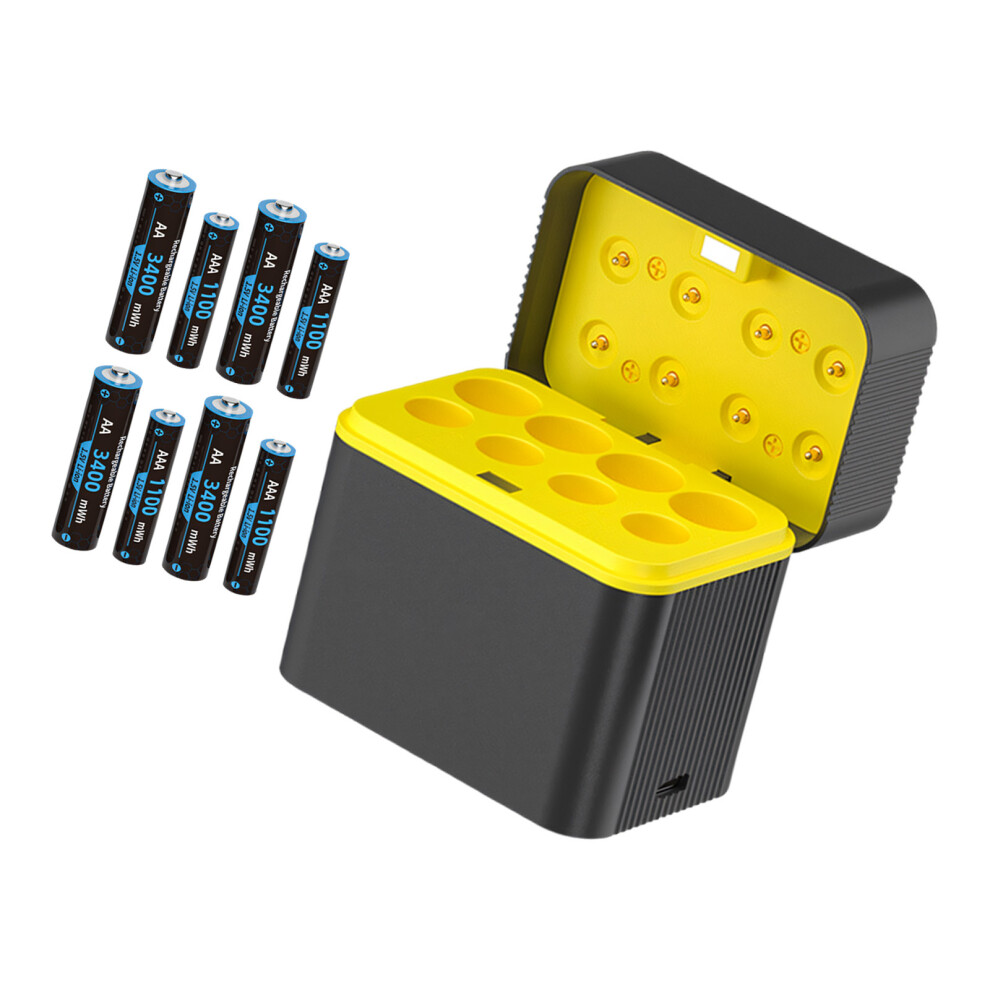 Compact 8Slot Battery Charging Dock With Type C Input Led Lights For 2A 3A Battery Set 1 7695001160834