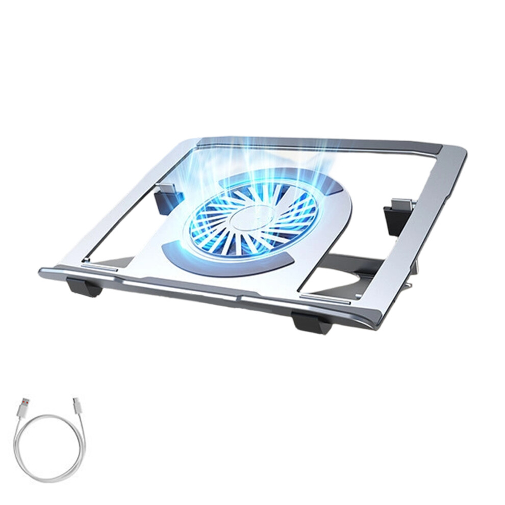 Portable Foldable Laptop Stand With Silents Turbos Fan Cooling And Rgbs Lighting Silver 7695001157391