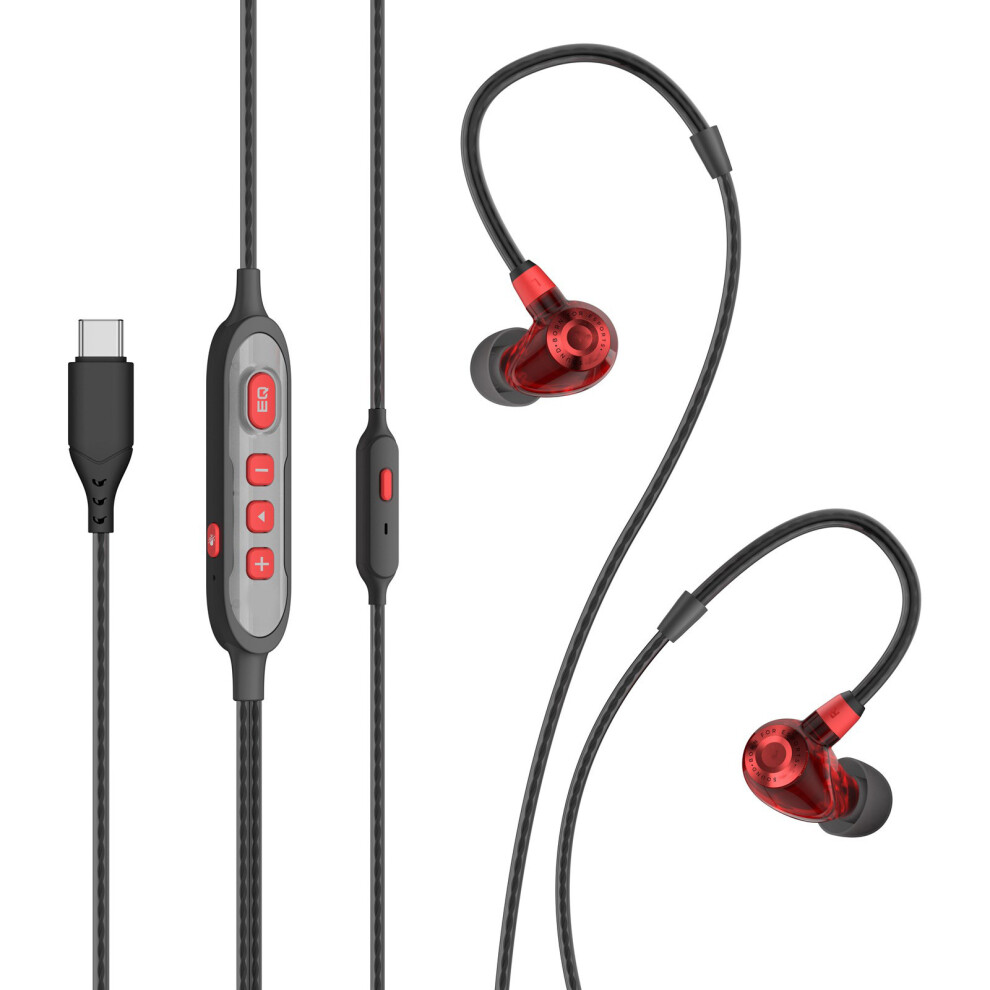 Headphone Corded In-Ear Corded Earphones Earbuds Headphone Corded Flame Type C Red 7695001205481