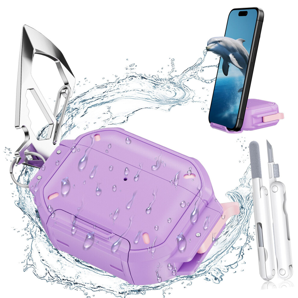 Earbuds Hard Includes Metal Hook And Cleaning Pen For Convenience Purple 7695001174343