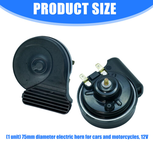 2 Items 12V Standard Electric Horn Clear Sound Sturdy Polymer Plastic Structure 2