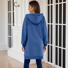 (L, Lavender) Women's Long Hoodie Autumn Fashion Zipper Fleece Coat Comfortable Oversized Waist Sweatshirt Yellow XXL