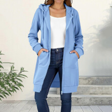 (S, Black) Women's Long Hoodie Autumn Fashion Zipper Fleece Coat Comfortable Oversized Waist Sweatshirt  Yellow XXL
