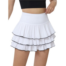 Tiered Ruffle for Skirt for Women, Flowy Low Rise Skirt, Light-Weight Stretch Layered Skirt Black & White M