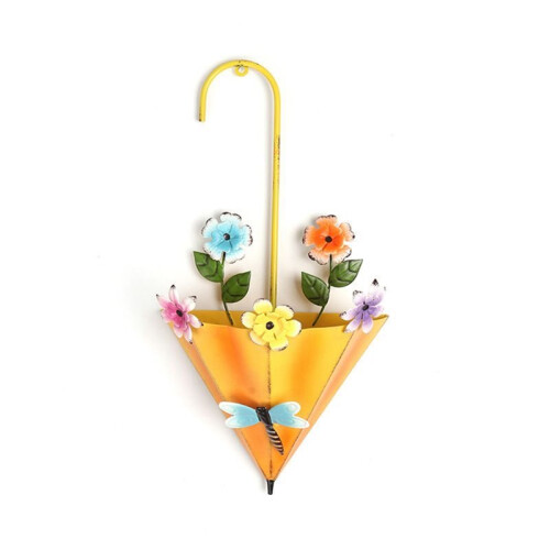 Umbrella Shaped Wall Hanging Flower Basket Yellow