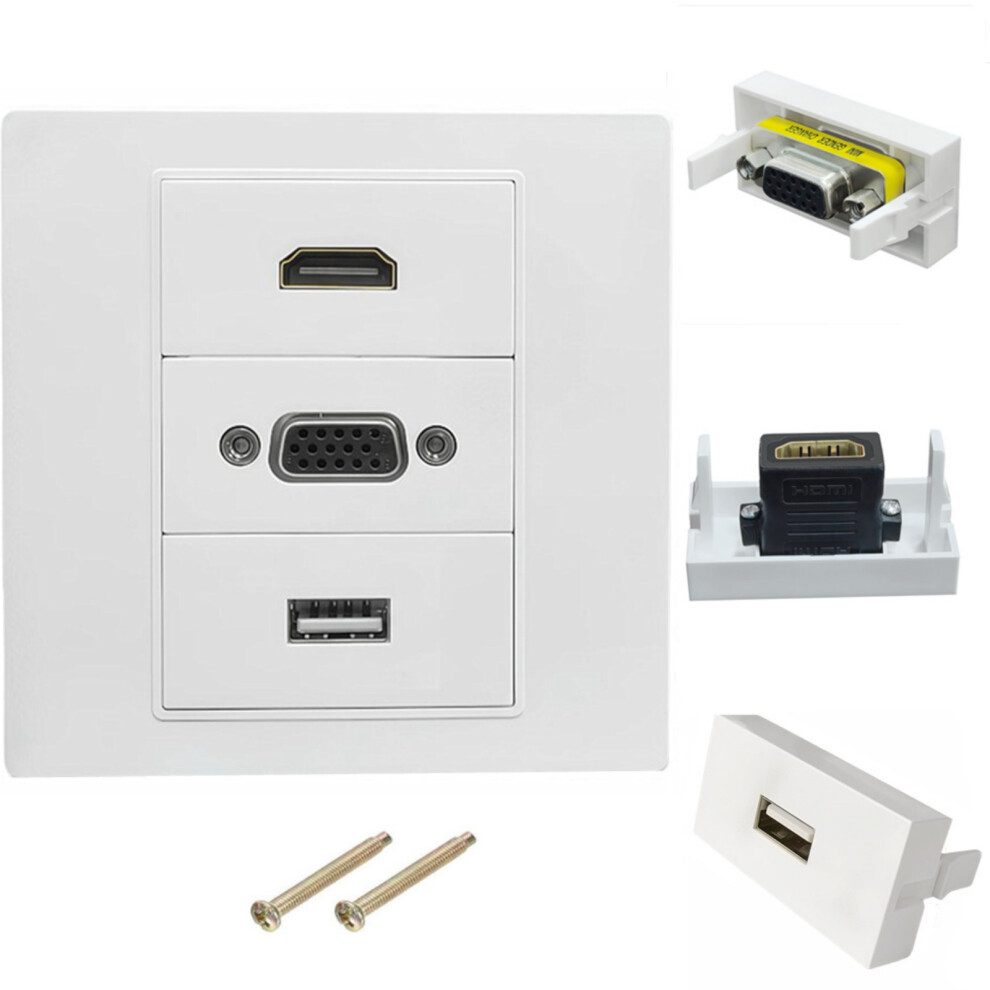 Triple Port Vga 15Pin Hdtv Usb Multimedia Wall Plate Not Required Usb2.0 Straight Head 7695001207768