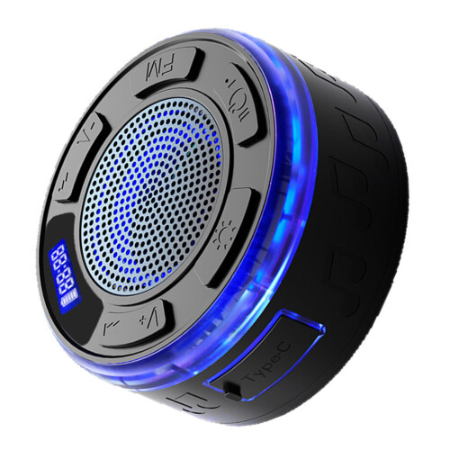 Dynamic Rhythm LED Light Waterproof Bluetooth-compatible Speaker for Shower Black