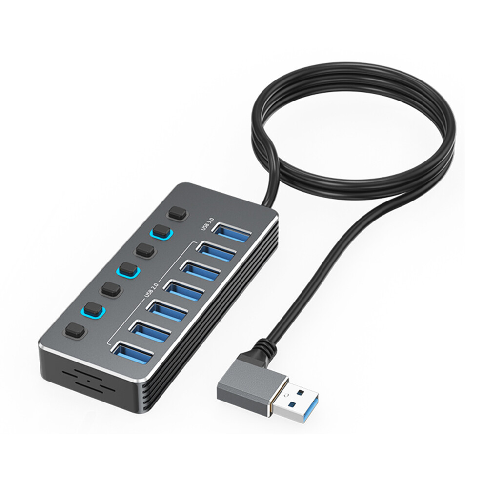 Fast Data Usb Hubs 7Port Aluminum Independent Switches Led For Multiple Devices 30Cm Left 7695001191036