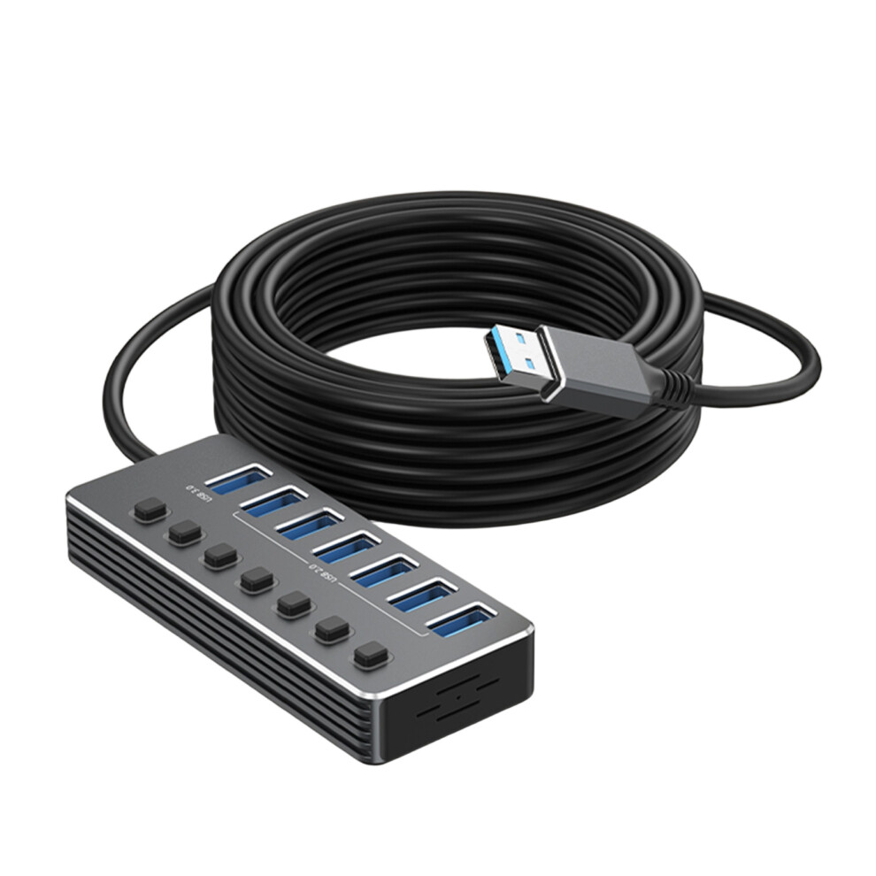 Multiple Usb Port Hubs Aluminum 7Port Independent Switches Led 500Cm Straight Head Light 7695001191135