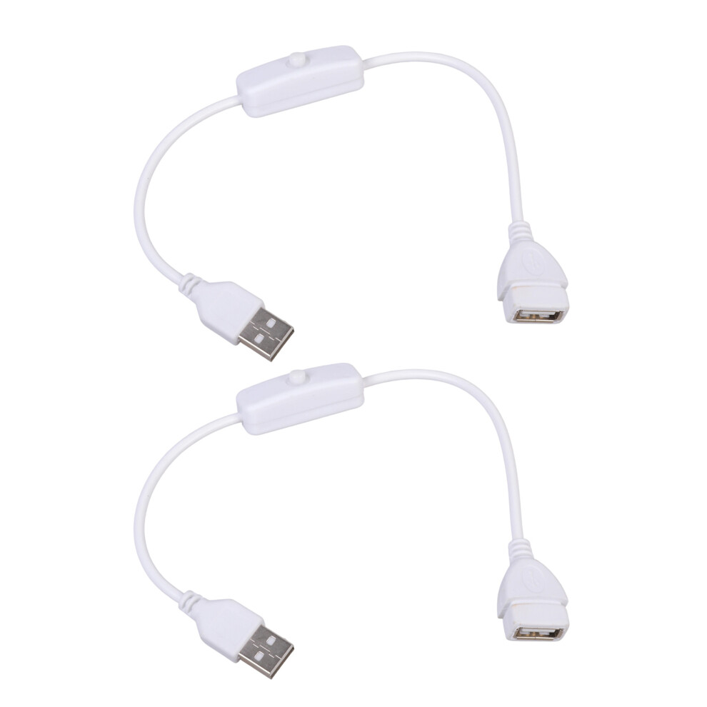 2Pieces Usb Male Female Switcher Cable Extension Cord With 501 On Off Button White 7695001241137