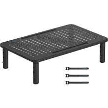 BONTEC Adjustable Monitor Stand, Ergonomic Metal Riser with 3 Height Levels (100/120/140mm), Ventilated Mesh Surface, 20 kg Max Load, Cable Managemen