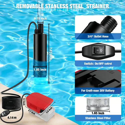 Efficient Water Transfer Pump for Quick Water Removal Easy to Installation D 2