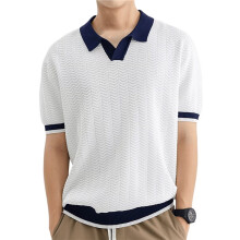 Herr Bubble Jacquard Po-Lo Skjorta Super Stretch Kortärmad Po-Lo Skjortor för Män Vit L