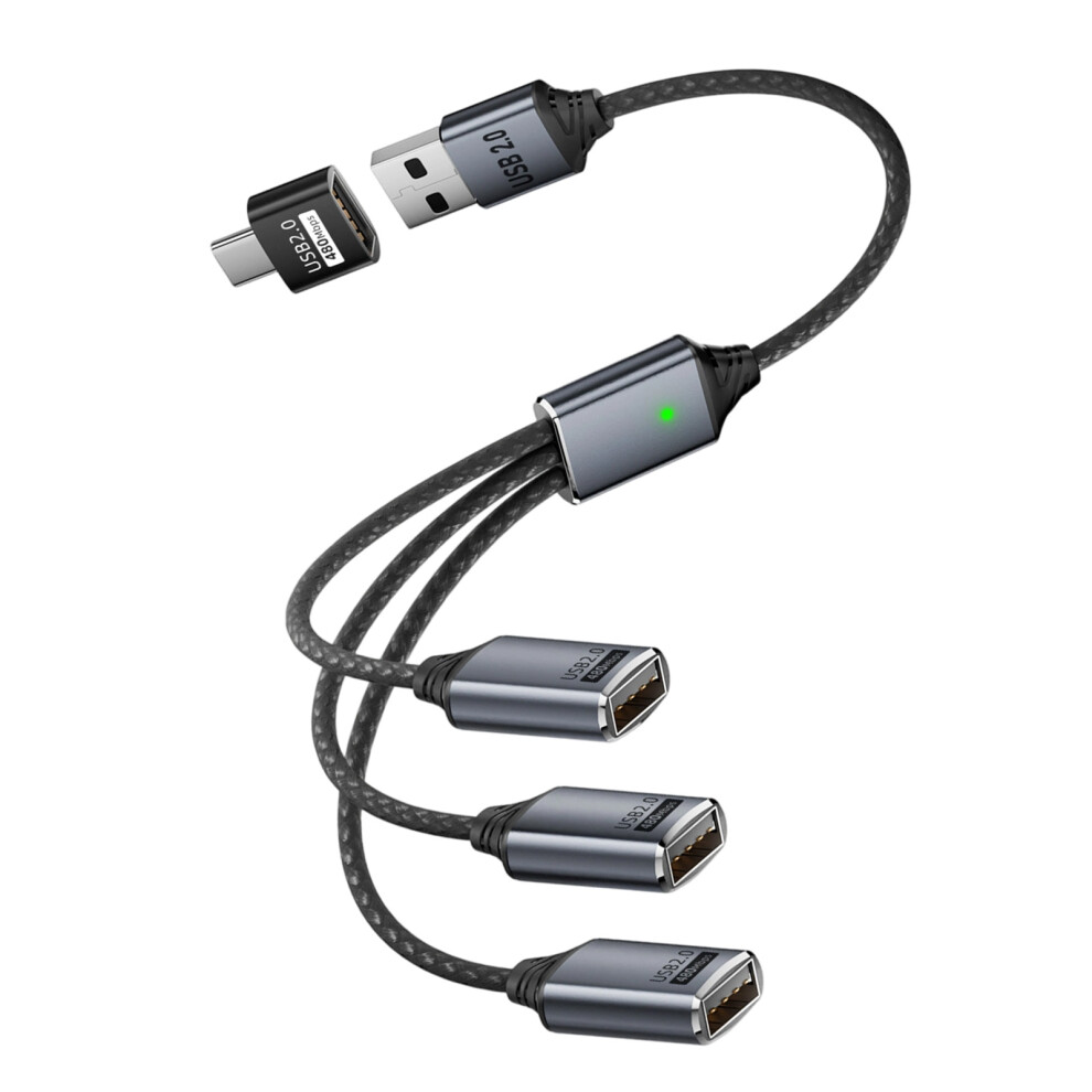Usb 2.0 Data Transfer Cable Supporting Otg Usb Male To 3 Female With Adapter 7695001229340
