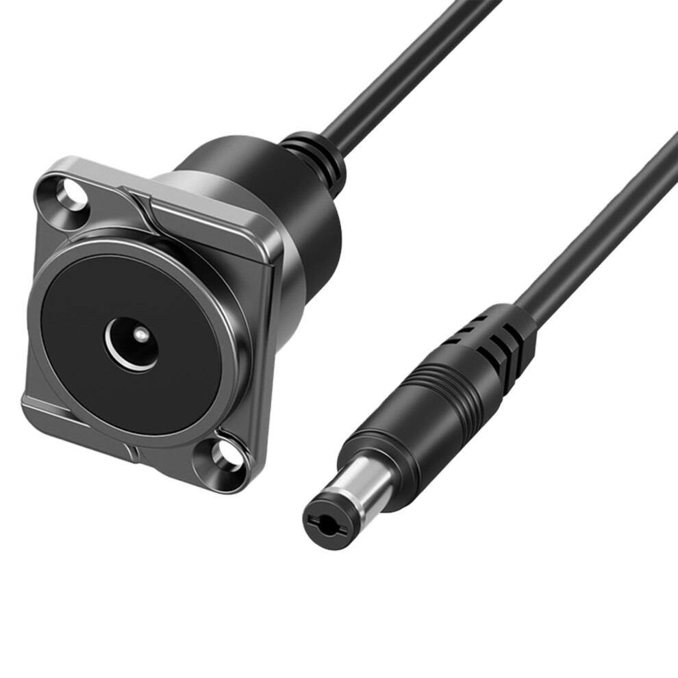 D Type Dc5.5x2.1mm Female To Male Power Socket Panel Cable Easy Installation Black 25Cm 7695001200202