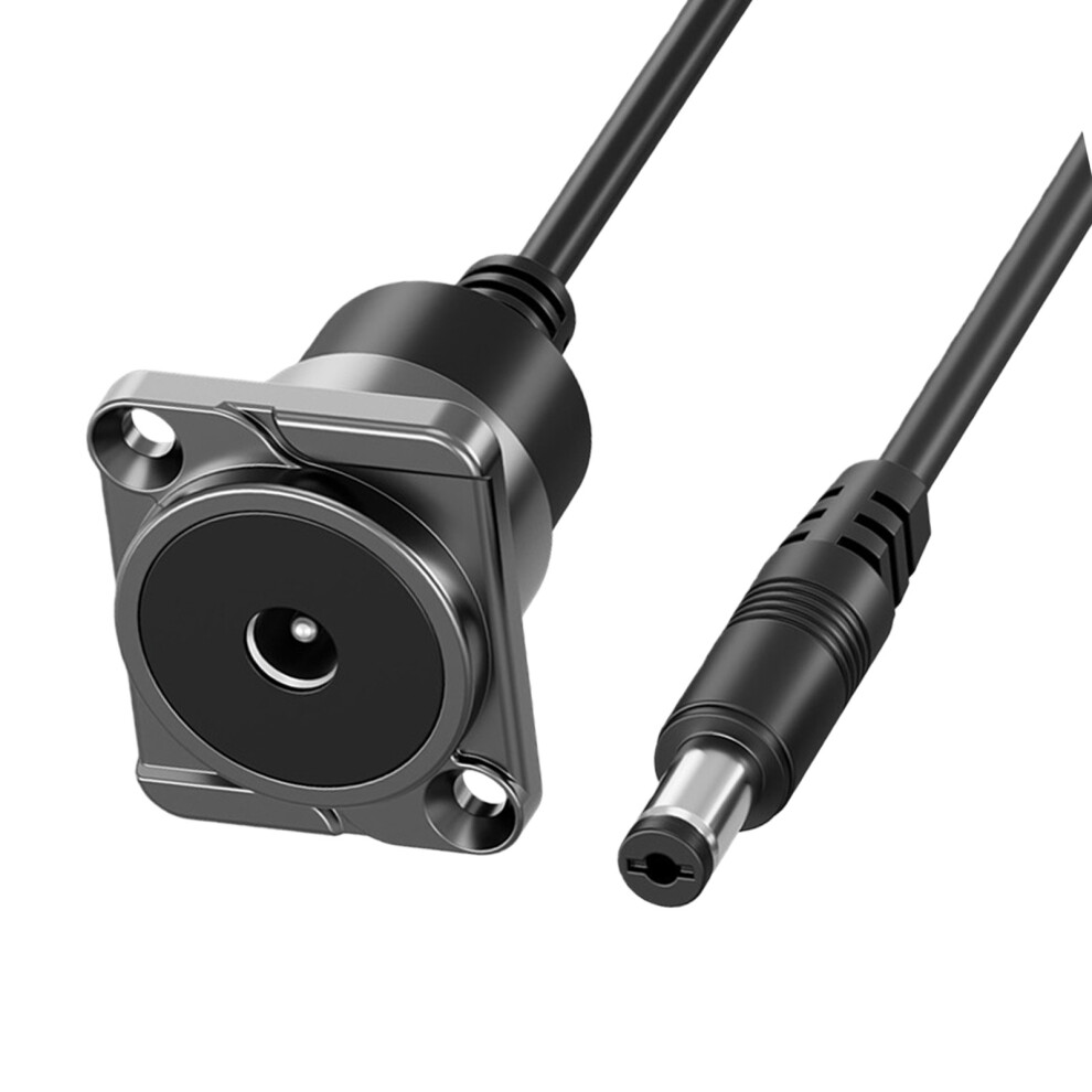 Dc5.5x2.1mm Female To Male Power Socket Panel For Outdoor Use In Harsh Black 50Cm 7695001200240