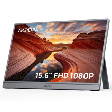 ARZOPA 15.6" Portable Monitor Space Grey, FHD IPS Portable Screen Ultra Thin USB-C Monitor, HDR10, Speakers, USB C & HDMI Connectivity, Plug & Play f