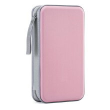 LIOVODE CD Storage, 96 Capacity CD Wallet Holder Organizer Hard Plastic Disc Blu ray Storage for Car (96 Capacity, Light Pink)