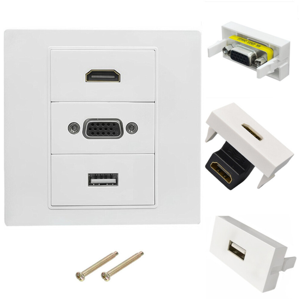 Triple Port Vga 15Pin Hdtv Usb Multimedia Wall Plate Not Required Welding Usb2.0 Elbow 7695001207836