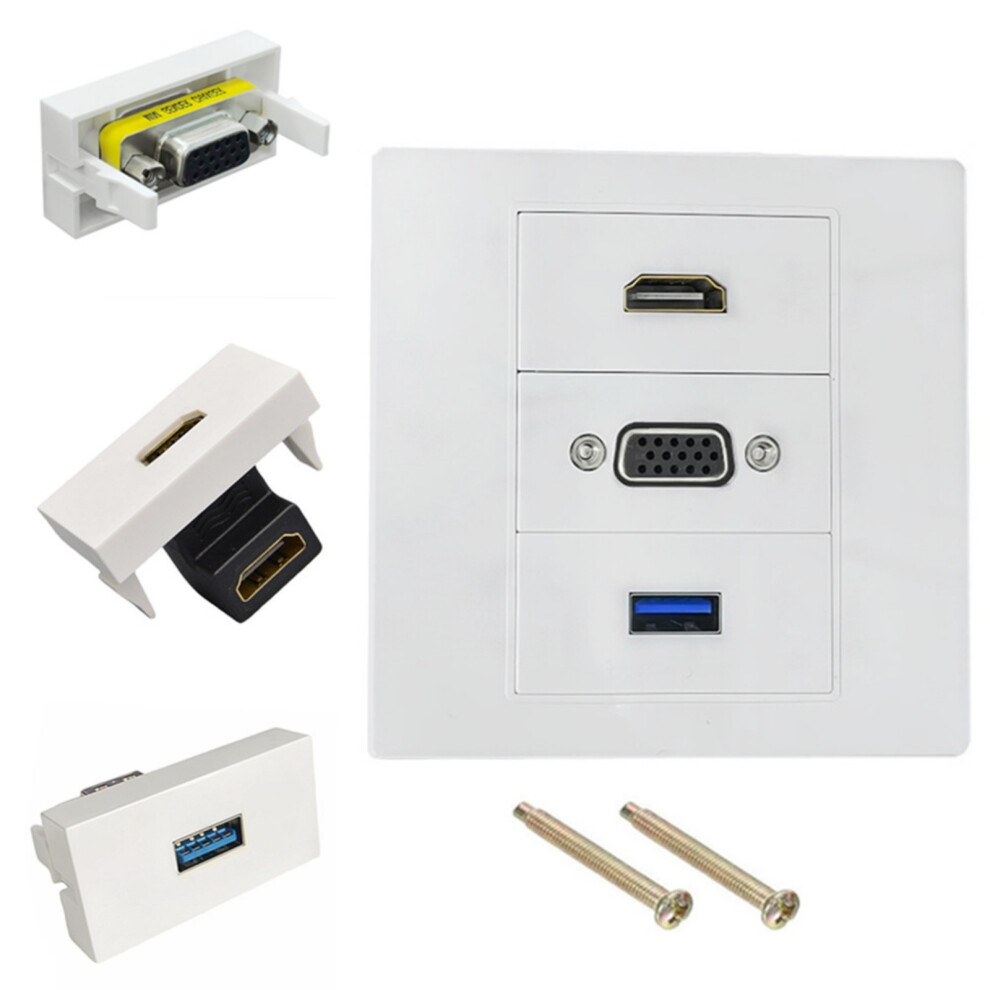 Plugs And Play Vga 15Pin Hdtv Usb3.0 Wall Mount Panel 86X86mm Easy Setup Usb3.0 Elbow 7695001207799